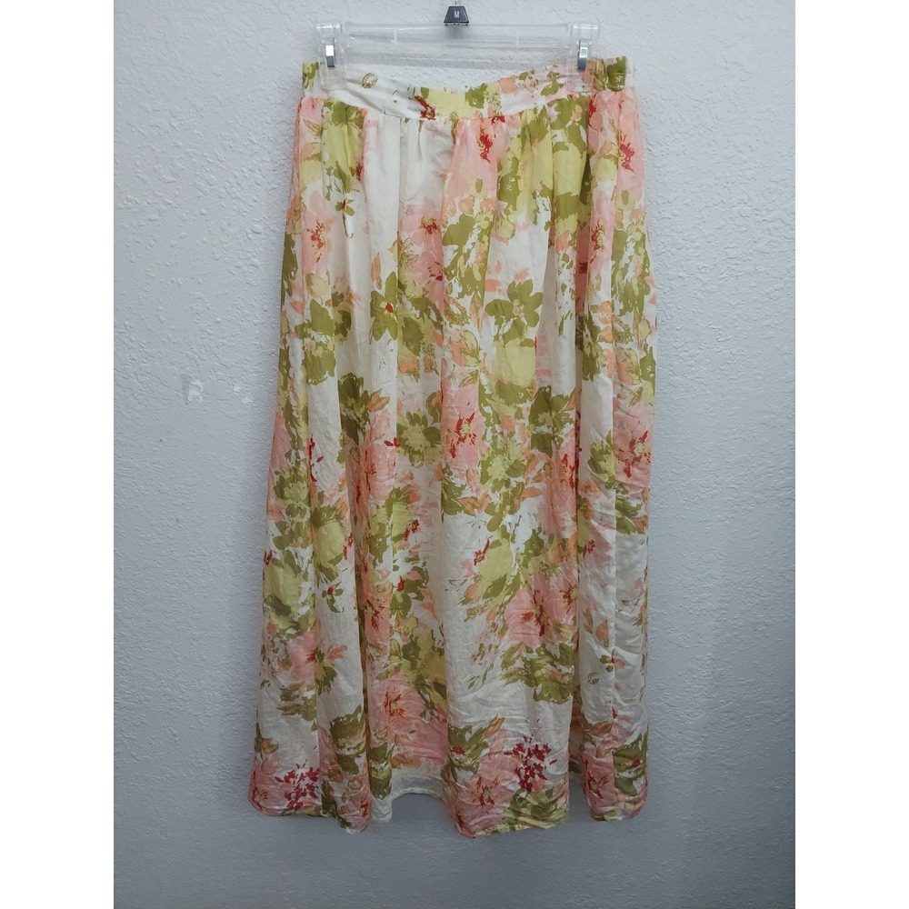 CALYPSO ST BARTH Skirt Womens Medium Pink Floral Flowy Cottage Lined Midi
